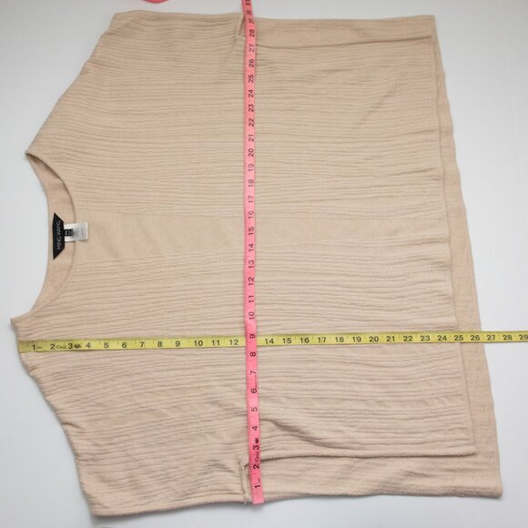 Ming Wang Poncho Tunic Pullover Top Knit Short Sleeve Beige Size Small / Medium - Picture 7 of 7
